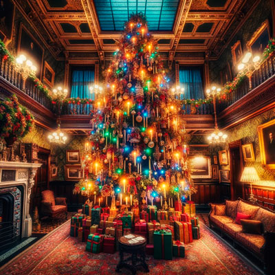 22 de diciembre 1882 el primer árbol de Navidad iluminado majestuoso y antiguo