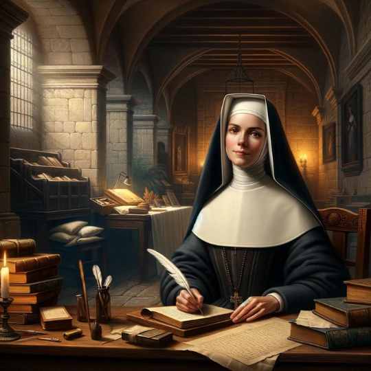 Sor Juana Ines de la Cruz imagen Retrato escribiendo