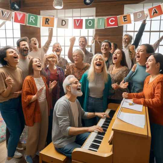 Dia Mundial de la voz gente cantando
