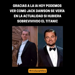 Meme IA Sobreviviendo Jack Dawson al Titanic en Revista Marketing