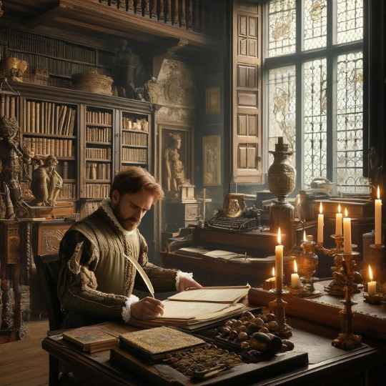 William Shakespeare trabajando en su estudio