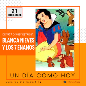 21 de diciembre 1937 Disney estrena Blanca Nieves y los 7 Enanos
