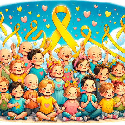 15 de febrero Día Internacional del Cáncer Infantil ilustración conmovedora