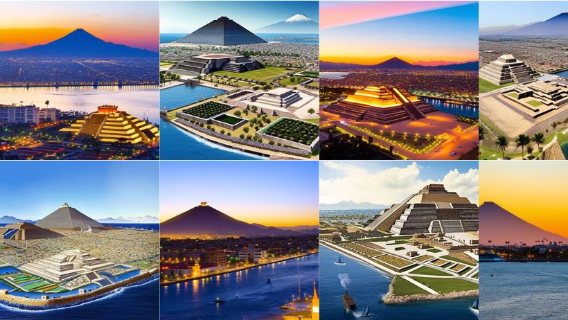 Representación de Tenochtitlan actual con IA