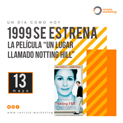 13 de mayo 1999 Se estrena la película Un lugar llamado Notting Hill