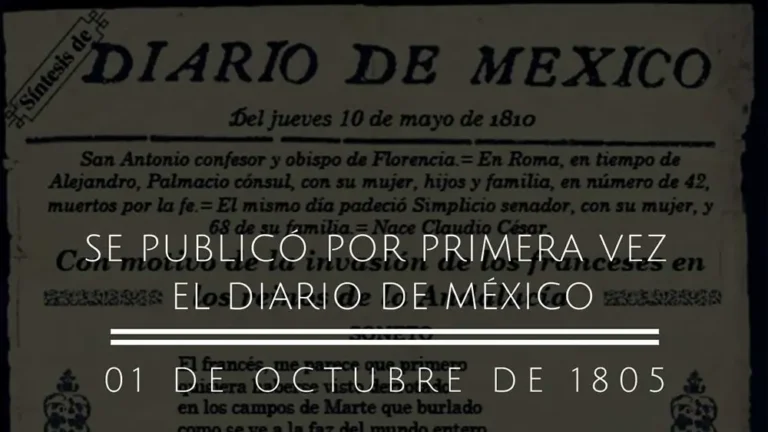 Se publica El Diario de México 01 de octubre 1805